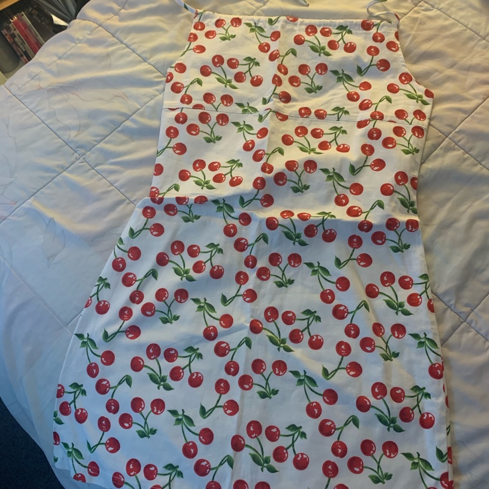 White sundress with cherries